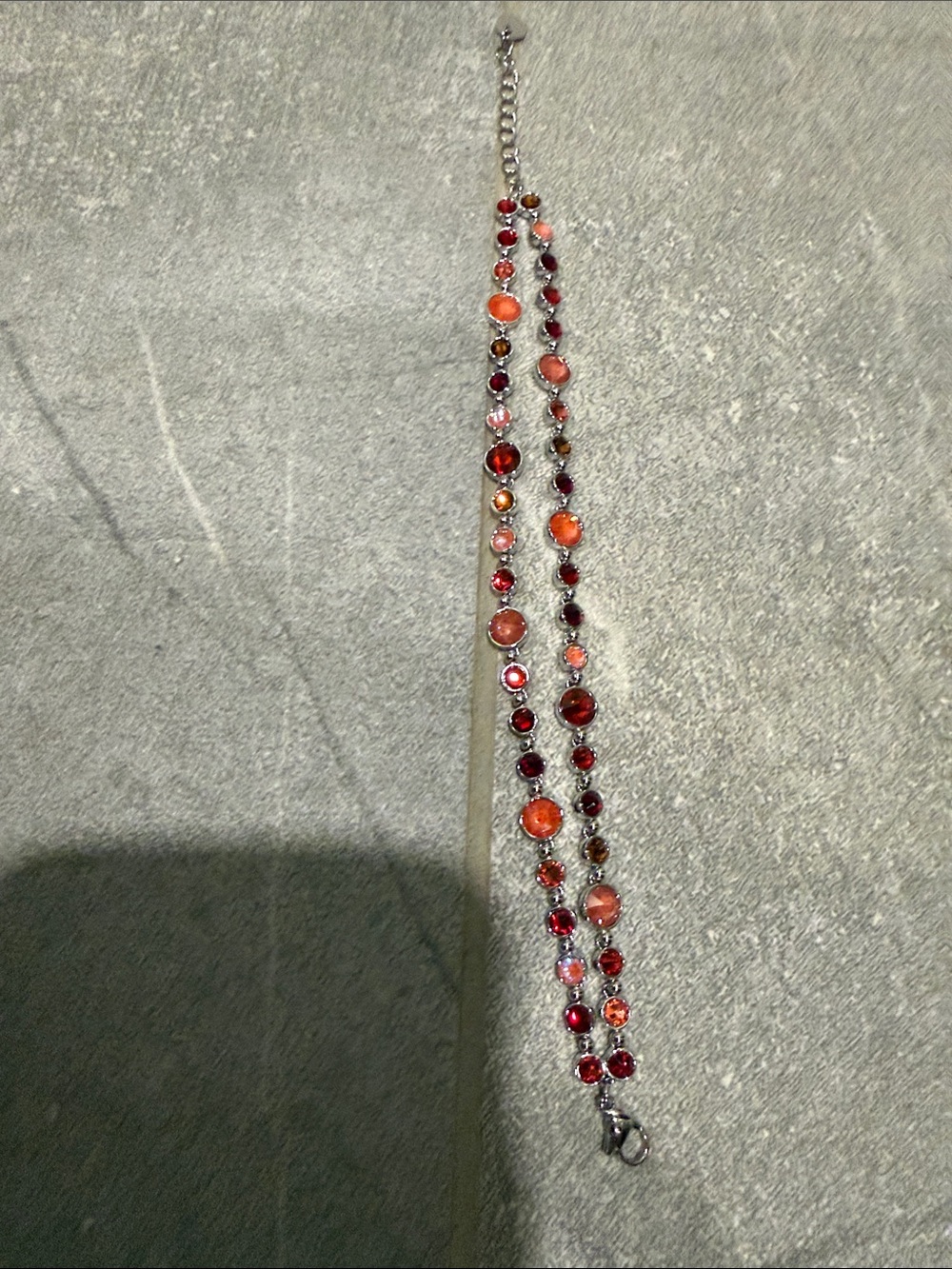 Touchstone Crystal Glam Women's Orange and Red Gemstone Tennis Bracelet -